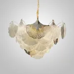 Серия люстр с многоярусным абажуром из подвесок в виде листьев гинкго из матового и прозрачного стекла и из металла LILLEN B D80 от ImperiumLoft
