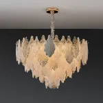 Серия люстр с многоярусным абажуром из подвесок в виде листьев из стекла, металла и керамики OLEANDER D85 от ImperiumLoft