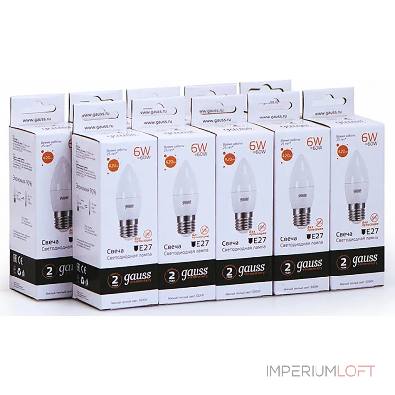 Лампа светодиодная Gauss Led Elementary Candle E27 6Вт 3000K 33216 от ImperiumLoft Лампа светодиодная Gauss Led Elementary Candle E27 6Вт 3000K 33216 от ImperiumLoft