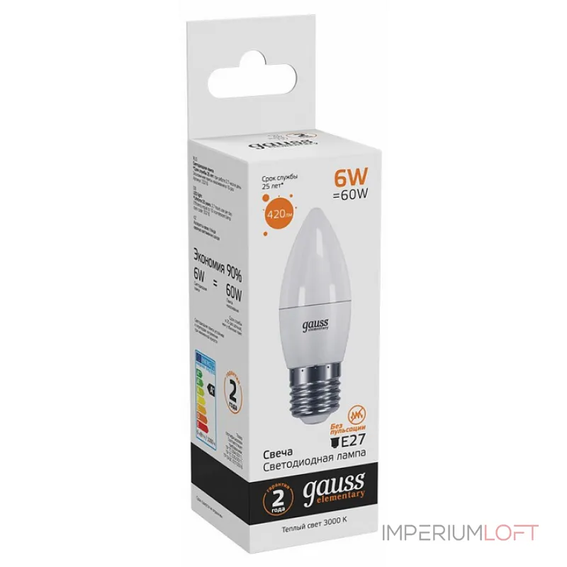 Лампа светодиодная Gauss Led Elementary Candle E27 6Вт 3000K 33216 от ImperiumLoft Лампа светодиодная Gauss Led Elementary Candle E27 6Вт 3000K 33216 от ImperiumLoft