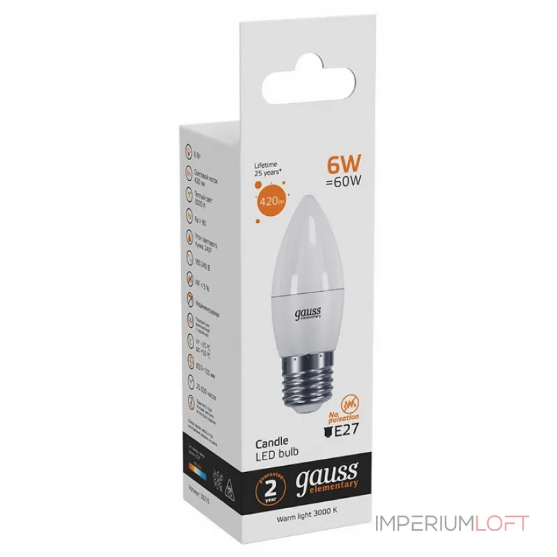 Лампа светодиодная Gauss Led Elementary Candle E27 6Вт 3000K 33216 от ImperiumLoft Лампа светодиодная Gauss Led Elementary Candle E27 6Вт 3000K 33216 от ImperiumLoft