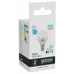 Лампа светодиодная Gauss LED Elementary Globe E14 6Вт 4100K 53126 Цвет арматуры белый Цвет плафонов белый от ImperiumLoft