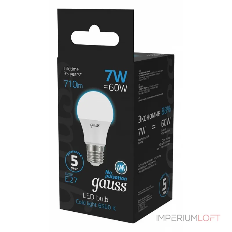 Лампа светодиодная Gauss E27 7Вт 6500K 102502307 от ImperiumLoft Лампа светодиодная Gauss E27 7Вт 6500K 102502307 от ImperiumLoft