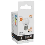 Лампа светодиодная Gauss E27 8Вт 3000K 53218 Цвет арматуры хром Цвет плафонов белый от ImperiumLoft