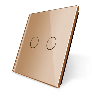 Золотая рамка для двухклавишного сенсорного выключателя Золотая рамка для двухклавишного сенсорного выключателя