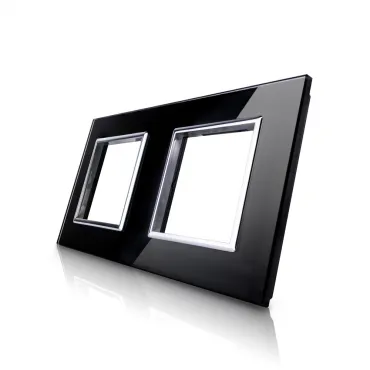 Двойная рамка розеток чёрная Двойная рамка розеток чёрная