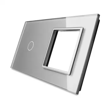 Серебряная рамка для одноклавишного сенсорного выключателя с розеткой Серебряная рамка для одноклавишного сенсорного выключателя с розеткой