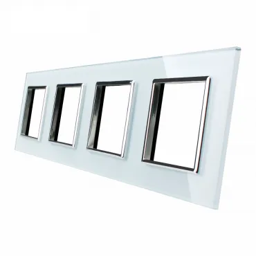 Белая рамка для розеток четверная Белая рамка для розеток четверная