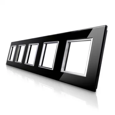 Пятерная рамка розеток чёрная Пятерная рамка розеток чёрная