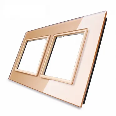 Золотая рамка для розеток двойная Золотая рамка для розеток двойная