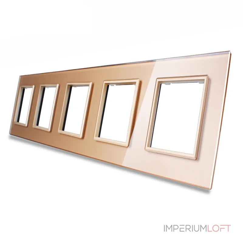 Золотая рамка для розеток пятерная от ImperiumLoft Золотая рамка для розеток пятерная от ImperiumLoft