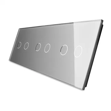 Серебряная рамка для трёх двухклавишных сенсорных выключателей Серебряная рамка для трёх двухклавишных сенсорных выключателей
