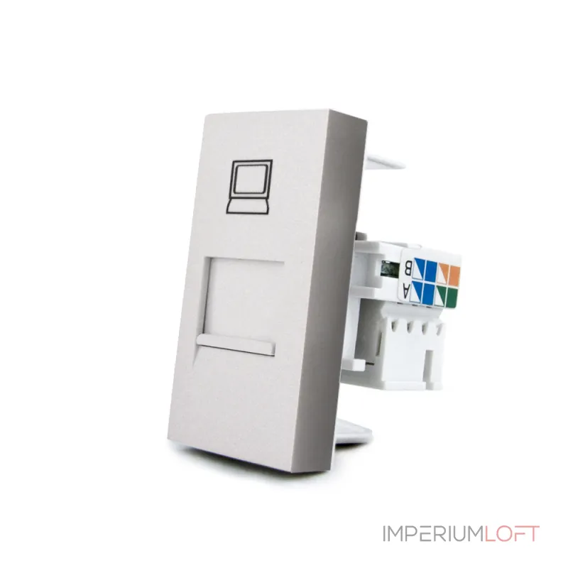 Розетка сетевая RJ-45 серебряная от ImperiumLoft Розетка сетевая RJ-45 серебряная от ImperiumLoft