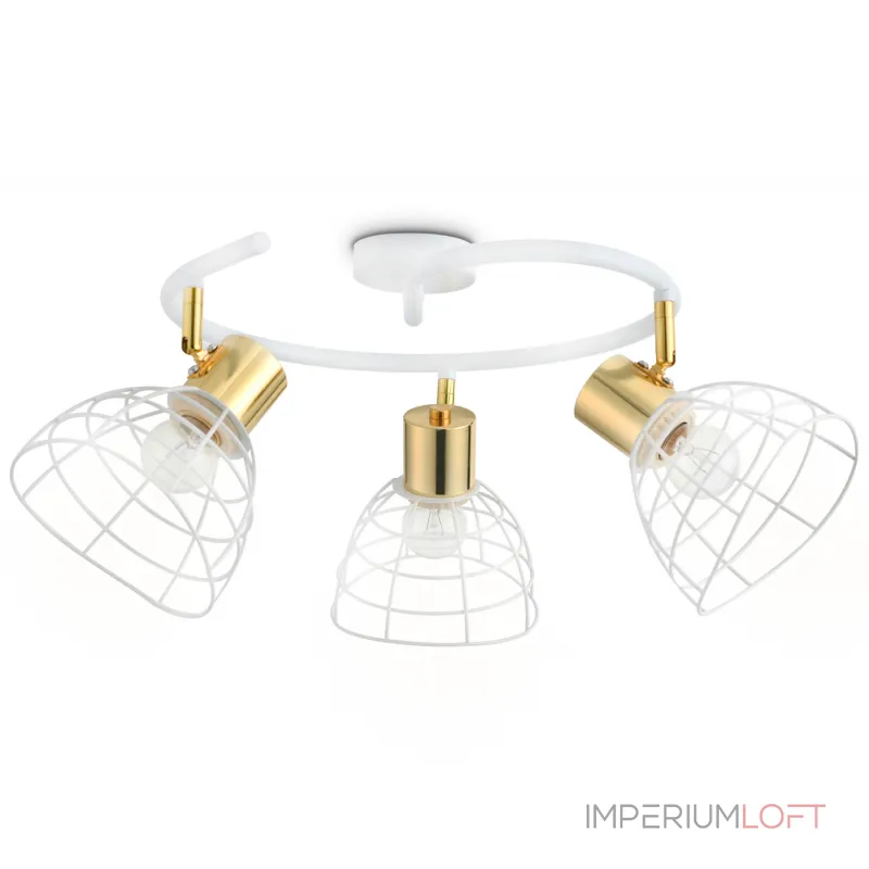 Настенно-потолочный спот в стиле лофт TR8605/3 WH/GD белый/золото E27*3 max 40W D325*230 от NovaLamp