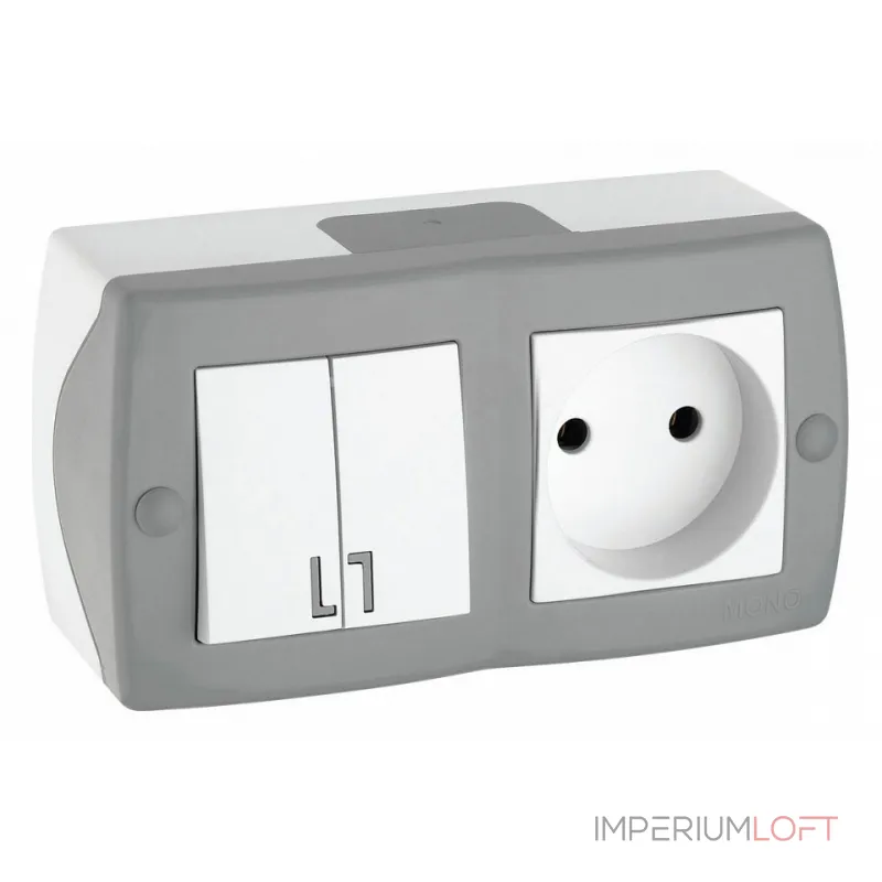 Блок с розеткой и выключателем Mono Electric Octans IP20 104-020001-182 от ImperiumLoft