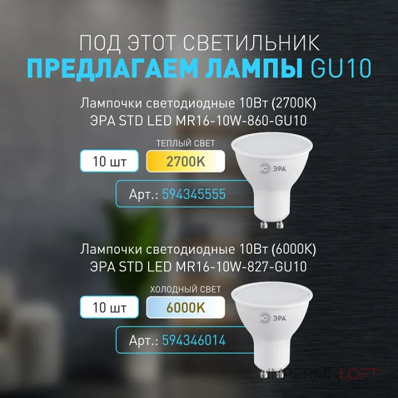 Светильник на штанге Эра WL37 BK Б0054408 от ImperiumLoft