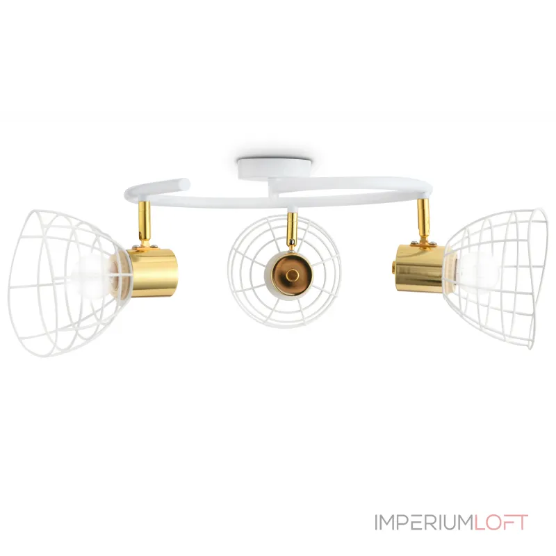Настенно-потолочный спот в стиле лофт TR8605/3 WH/GD белый/золото E27*3 max 40W D325*230 от NovaLamp