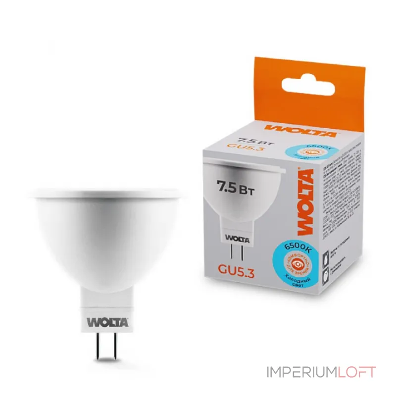 Лампа светодиодная Wolta GU5.3 7.5Вт 6500K 25WMR16-220-7.5GU5.3 от ImperiumLoft Лампа светодиодная Wolta GU5.3 7.5Вт 6500K 25WMR16-220-7.5GU5.3 от ImperiumLoft