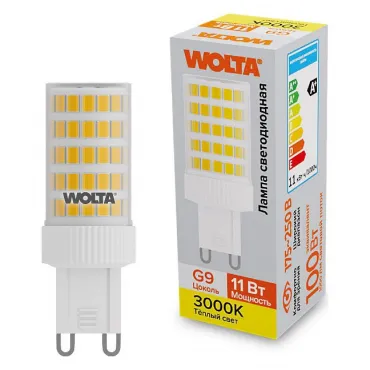 Лампа светодиодная Wolta G9 11Вт 3000K WSTD-JCD-11W3KG9-C Лампа светодиодная Wolta G9 11Вт 3000K WSTD-JCD-11W3KG9-C