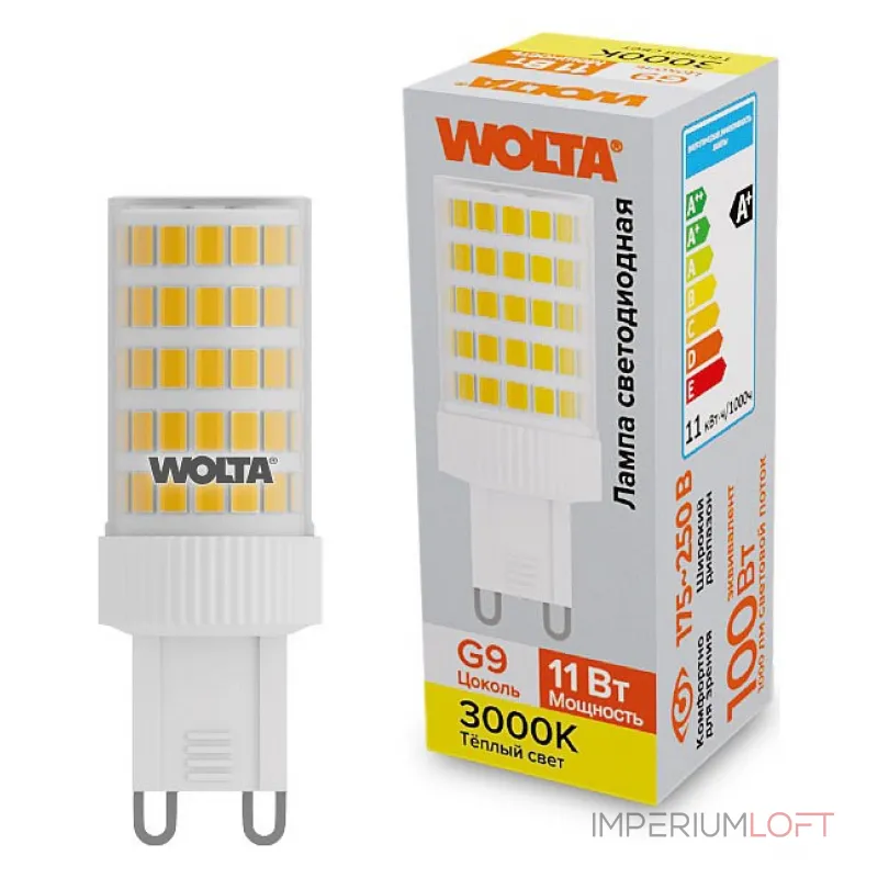 Лампа светодиодная Wolta G9 11Вт 3000K WSTD-JCD-11W3KG9-C от ImperiumLoft