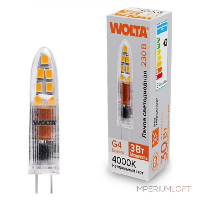 Лампа светодиодная Wolta G4 3Вт 4000K WSTD-JC-220V3W4KG4-P от ImperiumLoft Лампа светодиодная Wolta G4 3Вт 4000K WSTD-JC-220V3W4KG4-P от ImperiumLoft