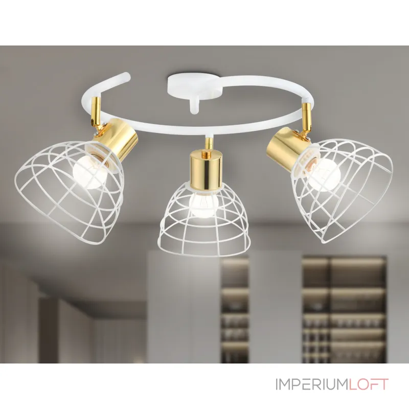 Настенно-потолочный спот в стиле лофт TR8605/3 WH/GD белый/золото E27*3 max 40W D325*230 от NovaLamp