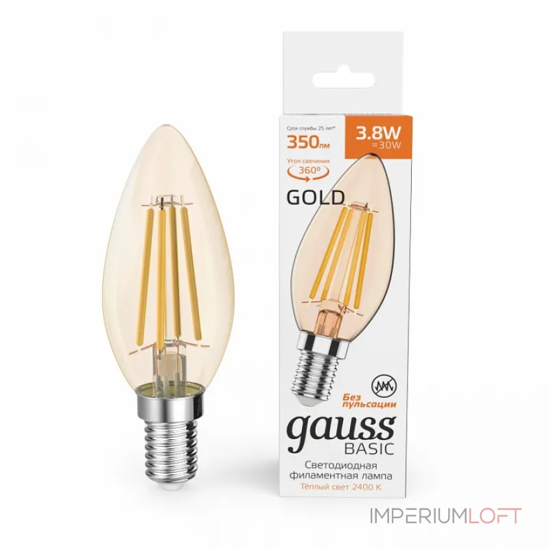 Лампа светодиодная Gauss E14 3.8Вт 2400K 1037154 от ImperiumLoft