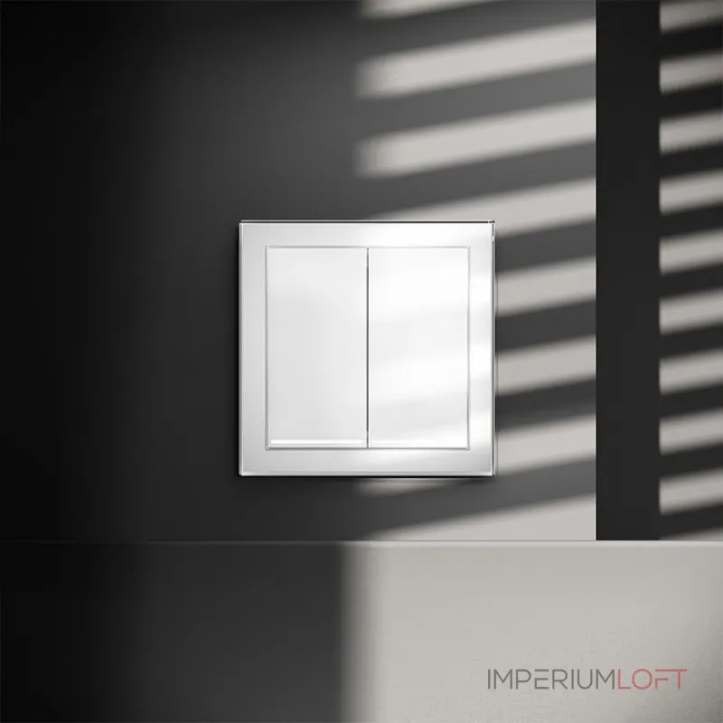 Выключатель встраиваемый S70 двухклавишный с подсветкой 10А (белый глянцевый) Voltum VLS020201