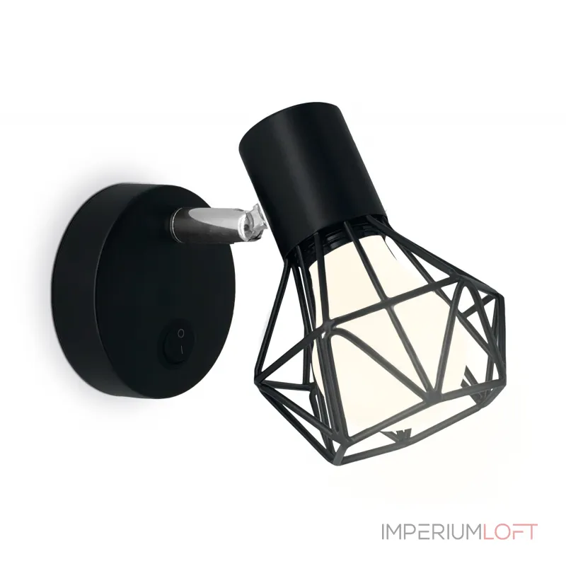 Накладной спот с выключателем в стиле лофт TR8620 BK/CH черный/хром E27 max 40W 115*91*150 от NovaLamp