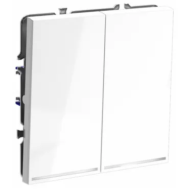 Выключатель встраиваемый S70 двухклавишный с подсветкой 10А (белый глянцевый) Voltum VLS020201