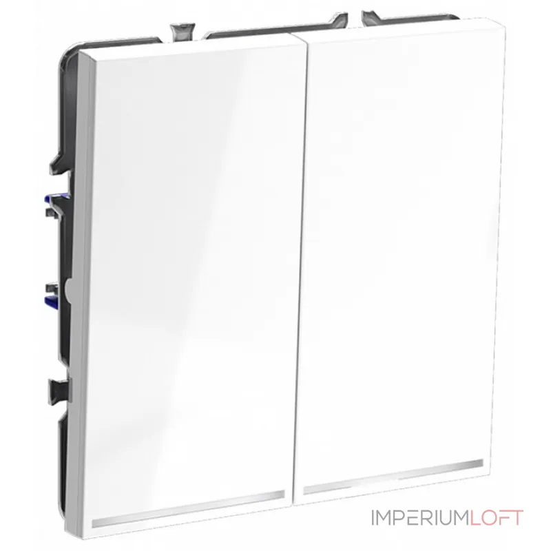 Выключатель встраиваемый S70 двухклавишный с подсветкой 10А (белый глянцевый) Voltum VLS020201