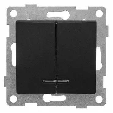 Выключатель двухклавишный с подсветкой без рамки Gusi Electric BRAVO С10В28-010