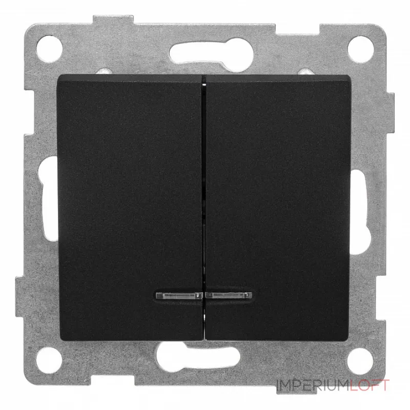 Выключатель двухклавишный с подсветкой без рамки Gusi Electric BRAVO С10В28-010 от ImperiumLoft