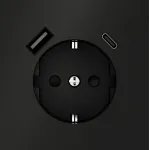 Розетка встраиваемая S70 с заземлением и защитными шторками 16А с USB A+С (черный матовый Voltum VLS040508