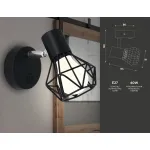 Накладной спот с выключателем в стиле лофт TR8620 BK/CH черный/хром E27 max 40W 115*91*150 от NovaLamp