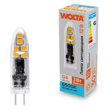 Лампа светодиодная Wolta G4 3Вт 6500K WSTD-JC-12V3W6KG4-P Лампа светодиодная Wolta G4 3Вт 6500K WSTD-JC-12V3W6KG4-P