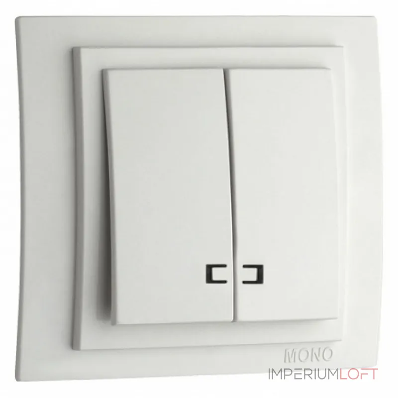 Выключатель двухклавишный с подсветкой без рамки Mono Electric Despina / Larissa 500-001925-103 от ImperiumLoft