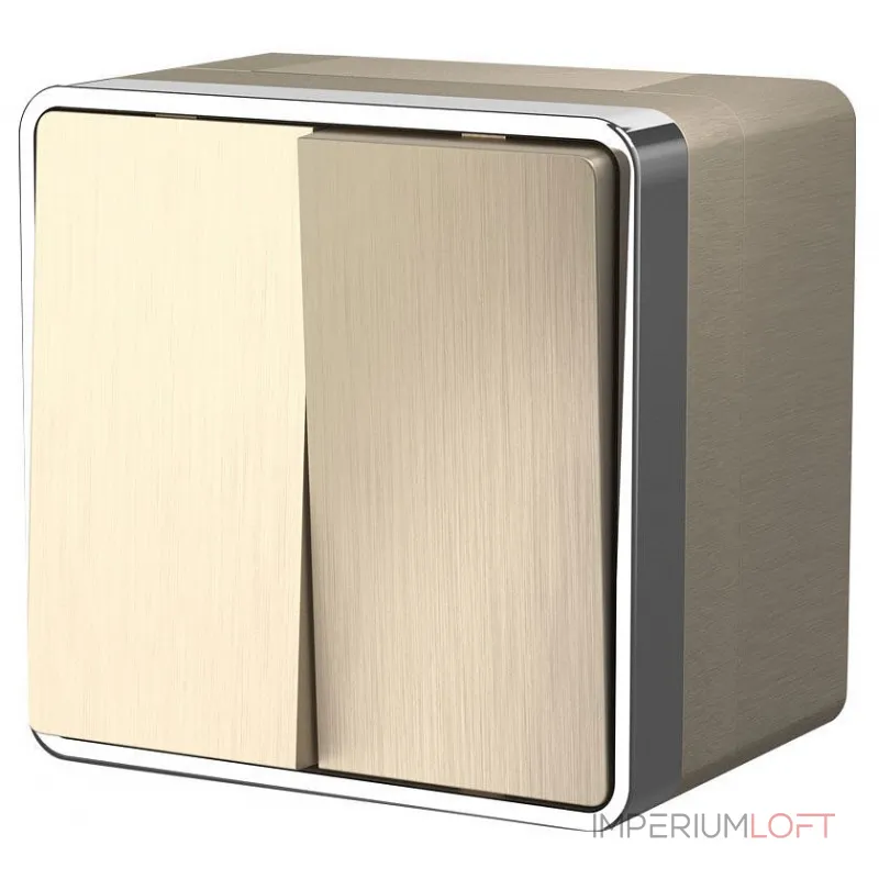 Выключатель двухклавишный влагозащищенный Werkel Gallant (шампань рифленый) W5020210 от ImperiumLoft