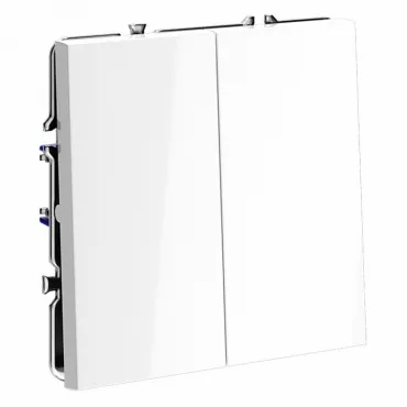 Проходной переключатель встраиваемый S70 двухклавишный 10А (белый глянцевый) Voltum VLS020301