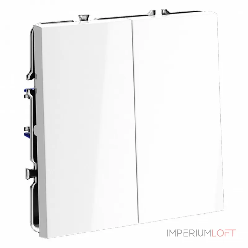 Проходной переключатель встраиваемый S70 двухклавишный 10А (белый глянцевый) Voltum VLS020301