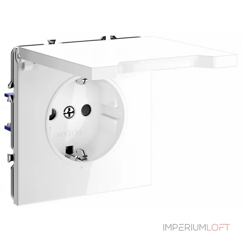 Розетка с заземлением и со шторкой без рамки с крышкой Voltum S70 VLS040301 от ImperiumLoft