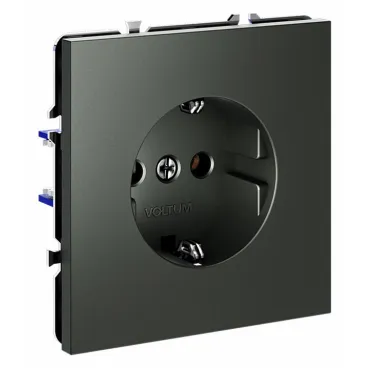 Розетка встраиваемая S70 с заземлением 16А (титан) Voltum VLS040106