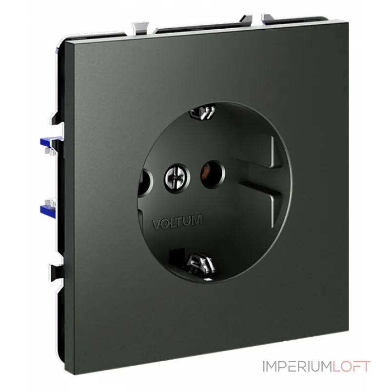 Розетка встраиваемая S70 с заземлением 16А (титан) Voltum VLS040106