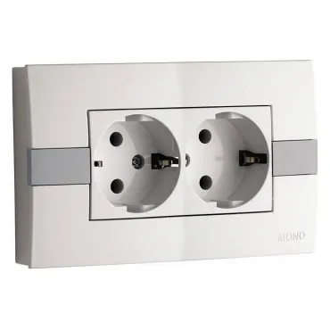 Розетка двойная с заземлением Mono Electric Eсо 101-010104-120 Розетка двойная с заземлением Mono Electric Eсо 101-010104-120
