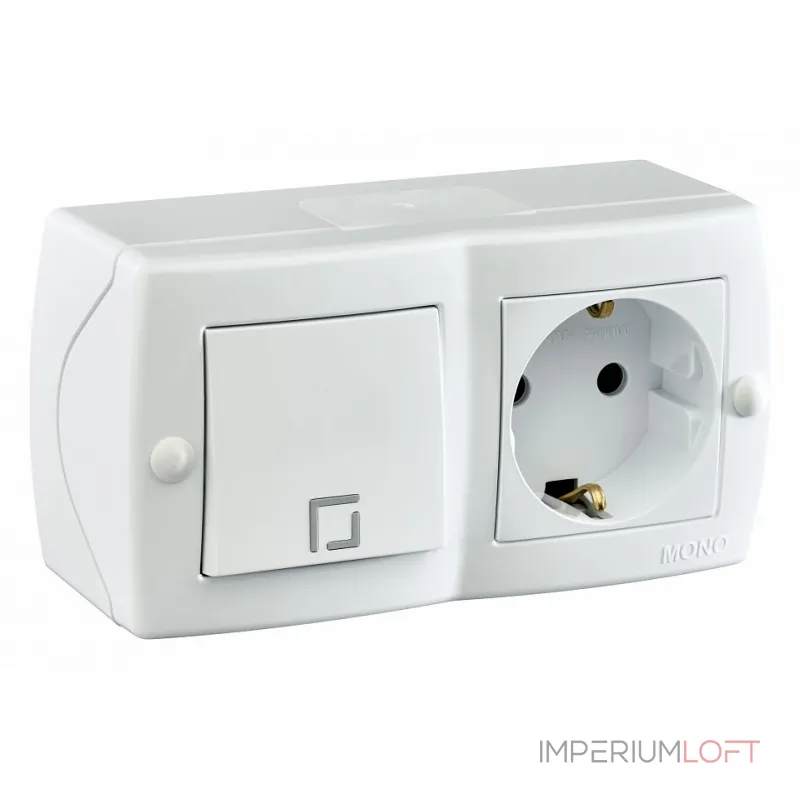Блок с розеткой и выключателем Mono Electric Octans IP20 104-010101-180 от ImperiumLoft