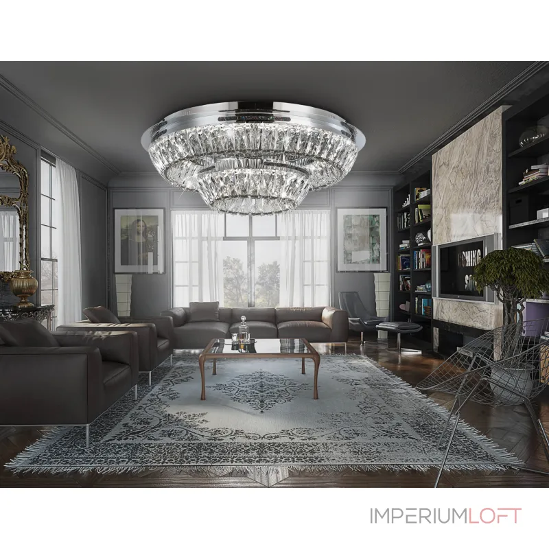 Потолочная светодиодная люстра с хрусталем TR5029 CH/CL хром/прозрачный 3000K/4200K/6400K 81W D600*207 (Без ПДУ) от NovaLamp