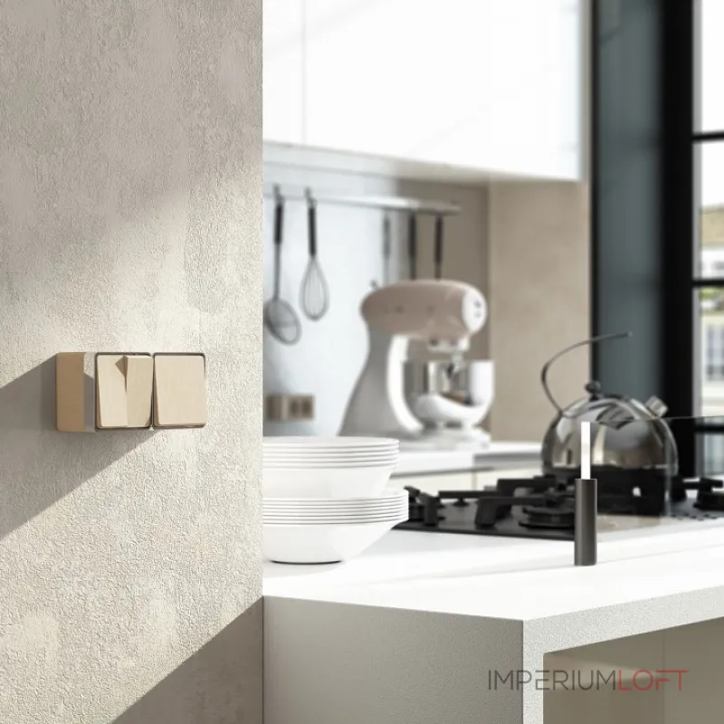 Выключатель двухклавишный влагозащищенный Werkel Gallant (шампань рифленый) W5020210 от ImperiumLoft