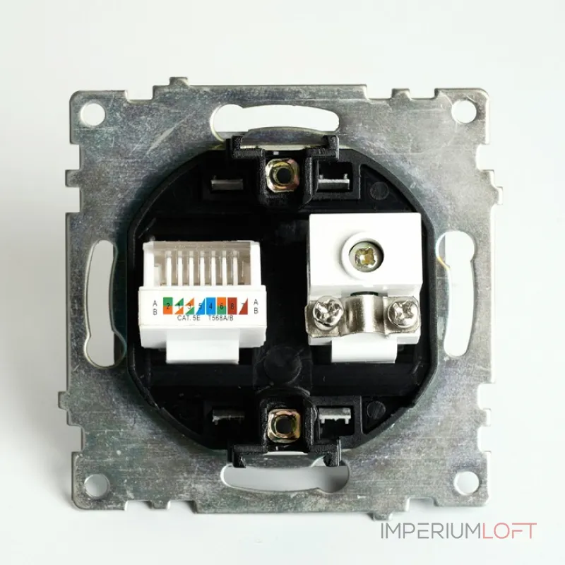ТВ-розетка и розетка Ethernet RJ-45 без рамки Stekker Катрин 49182 от ImperiumLoft ТВ-розетка и розетка Ethernet RJ-45 без рамки Stekker Катрин 49182 от ImperiumLoft