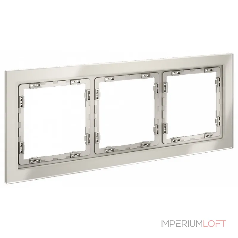 Рамка стеклянная S70 на 3 поста (кашемир стекло) Voltum VLS110303