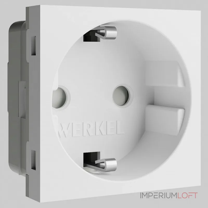 Розетка с заземлением и со шторкой модульная Werkel белый a069368 от ImperiumLoft